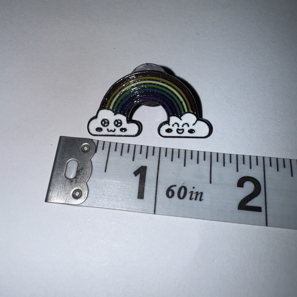 Rainbow With Cloud Faced Pin Brooch